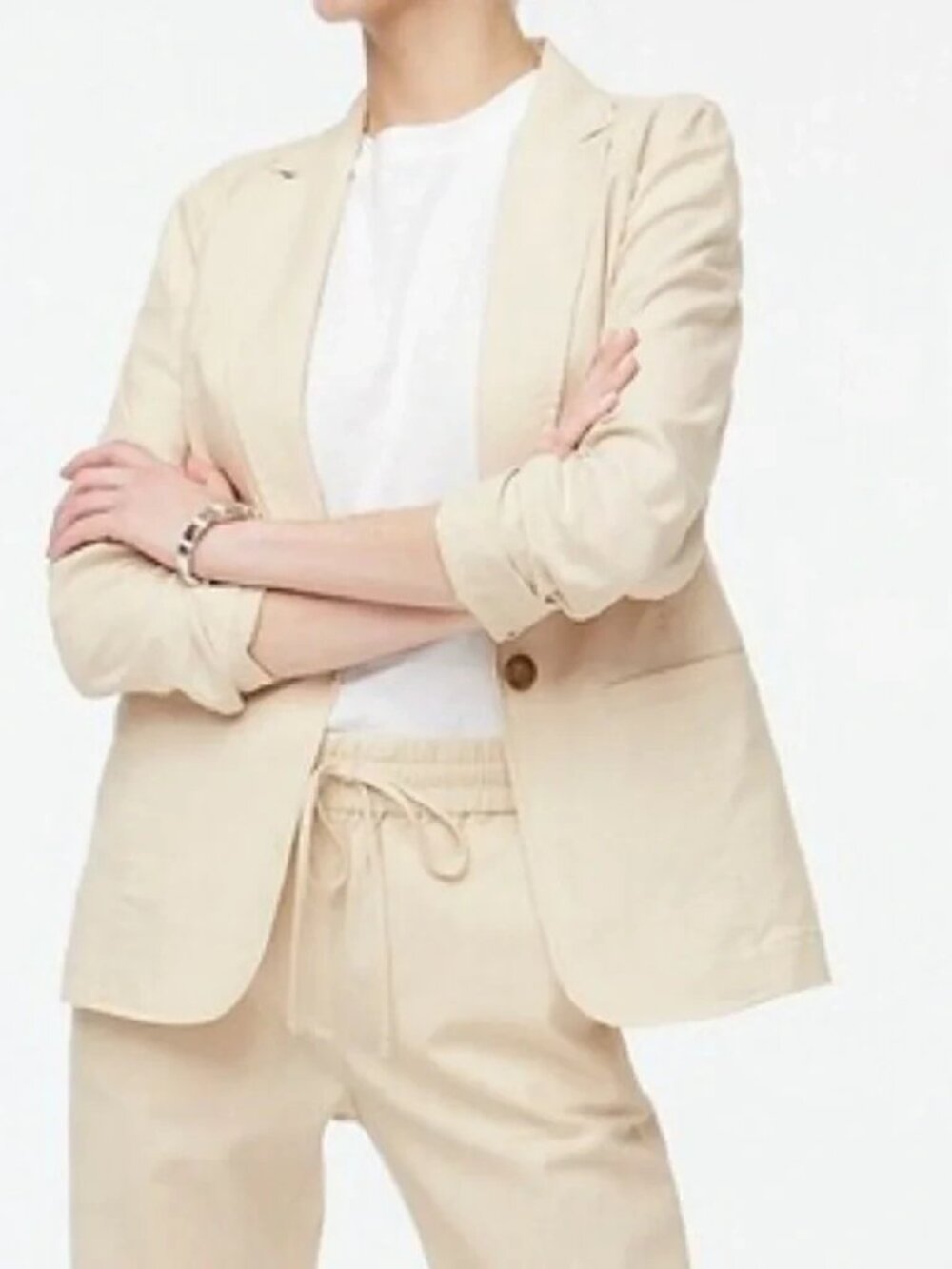 NWT J CREW ~ LINEN BLEND BLAZER ~ 12 ~ CLASSIC STYLE